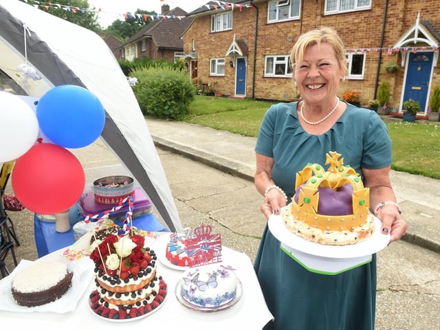 Residents in Dampier Close, Gosport, held a street party on Sunday, June 5, to celebrate The Queen's Platinum Jubilee.
Pictured is: Gill Mulingani who will celebrate her 65th birthday on Tuesday, June 7.
Picture: Sarah Standing (050622-9560)