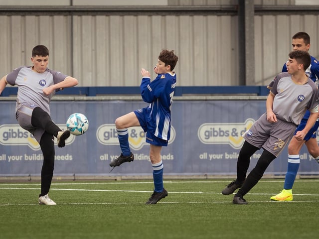Action from the U15 Campbell McFaull Invitation Cup final between Hayling St Andrews Blue and Hayling St Andrew White. Picture: Keith Woodland (260221-425)