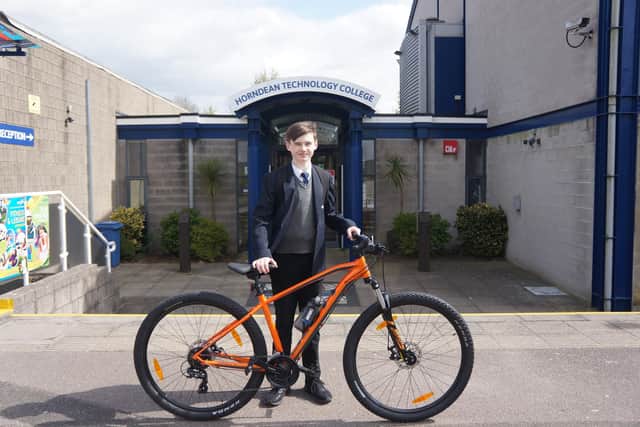 Sam Grant, 14, was 'overjoyed' to receive his new Scott mountain bike after his previous bike was stolen from school.
