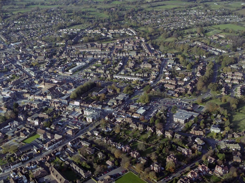 An aerial view of Petersfield town centre in 1998.