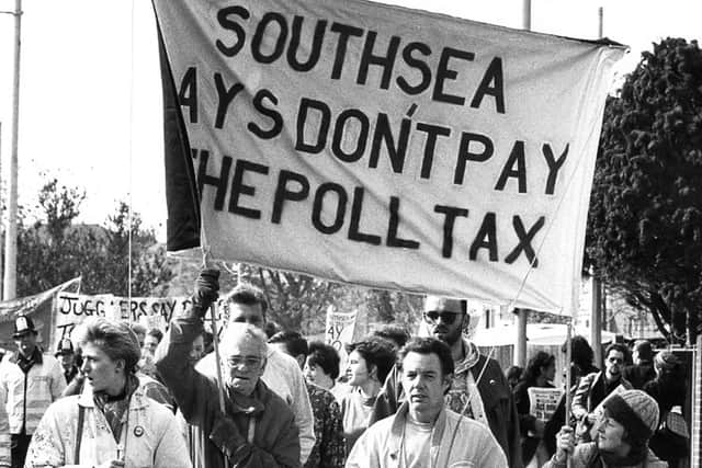 Portsmouth Poll Tax demonstration in April 1990.