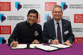 University of Portsmouth and King's College London have formed a partnership to offer a medical degree. 
Pictured: Vice-Chancellor and President of King’s College London, Professor Shitij Kapur and Professor Graham Galbraith, Vice-Chancellor of the University of Portsmouth.