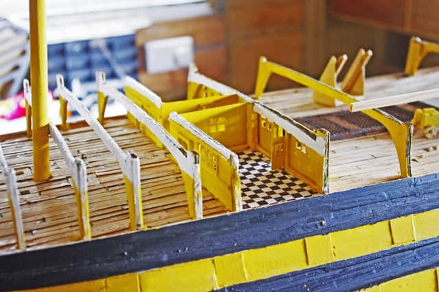 The upper deck being constructed on the model replica of HMS Victory in August 2014.
Picture: Michael Byard/Solent News