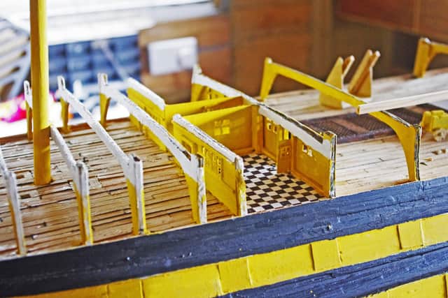 The upper deck being constructed on the model replica of HMS Victory in August 2014.

Picture: Michael Byard/Solent News