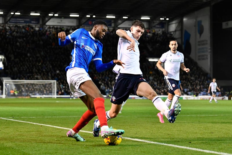 Abu Kamara battles for possession with Bolton's Eoin Toal. Picture: Graham Hunt/ProSportsImages