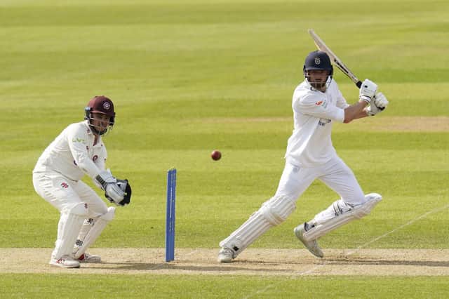 James Vince on his way to 95 against Northants at The Ageas Bowl today. Picture: Andrew Matthews/PA Wire.