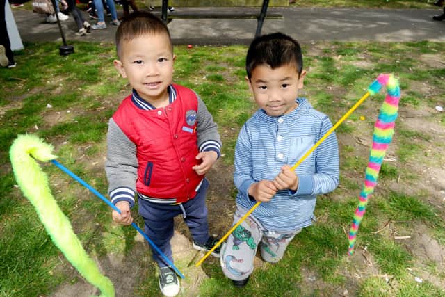 Joseph Ju (6) with his brother Leon (3) from Southsea at the last event. Picture: Sarah Standing (060519-8222)