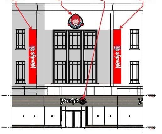 Sketches of Wendy's signs submitted with planning papers
