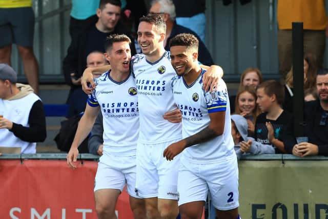 James Roberts, left, and Jason Prior, middle, could miss Hawks' FA Cup tie against Weymouth this weekend through injury. Picture by Dave Haines