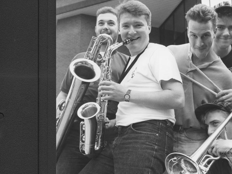 Members of the Portsmouth University Big Band who will be performing at the Great South Walk, 1992. The News PP5316