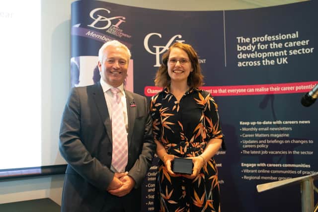 Hannah West receives her award