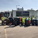 The team at Biffa's Portsmouth depot, which handed out almost 20 wheelie bins of food to Kings Road Church food bank. 