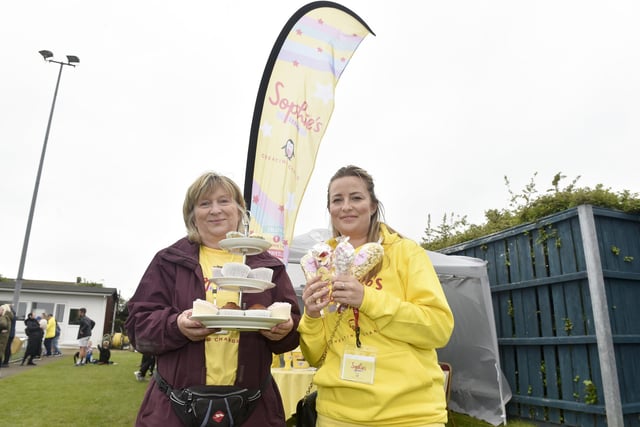 Karen Mulkeirins, left, and Holly Wylie from Aqua Platinum Projects, who sponsored the event. Picture: Sarah Standing (080523-3801)