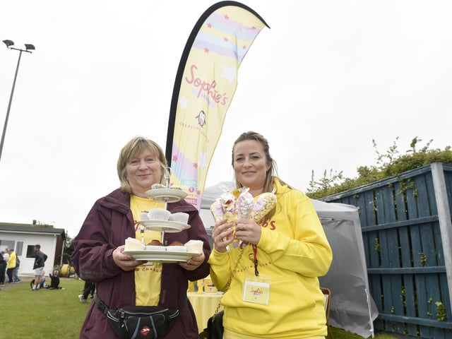 Karen Mulkeirins, left, and Holly Wylie from Aqua Platinum Projects, who sponsored the event. Picture: Sarah Standing (080523-3801)