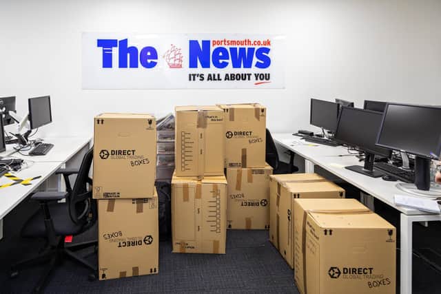 A few of the many boxes of aid in The News offices. Picture: Mike Cooter (150322)