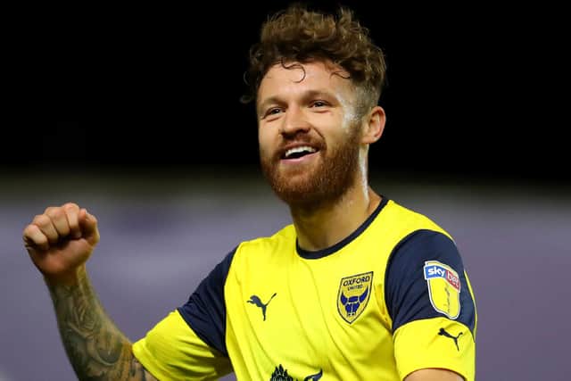 Oxford striker Matty Taylor celebrates scoring against Pompey in the Leasing.com Trophy. Picture: Catherine Ivill/Getty Images