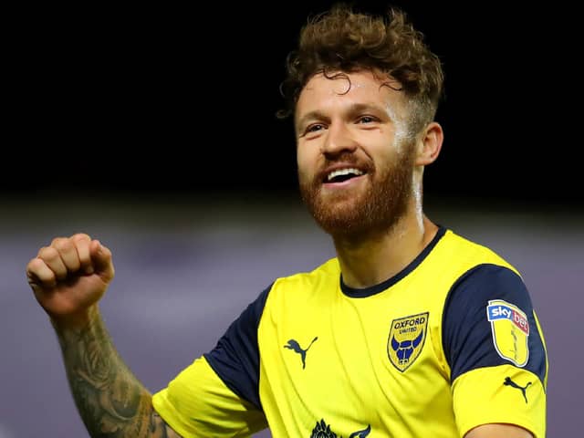 Oxford striker Matty Taylor celebrates scoring against Pompey in the Leasing.com Trophy. Picture: Catherine Ivill/Getty Images