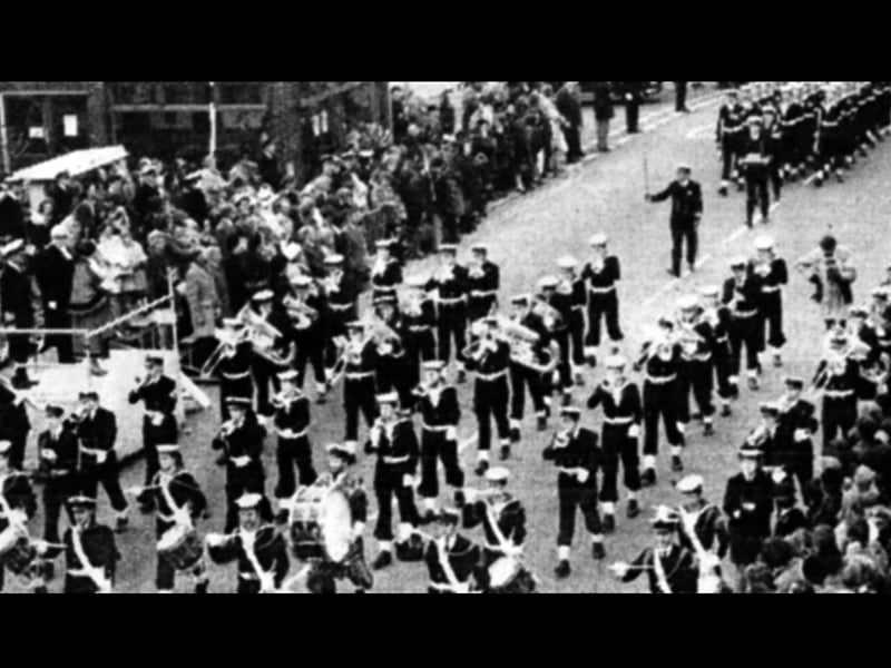 In April, 1975 HMS Collingwood received the Freedom of the Borough of Fareham with a parade through the town.