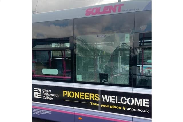 A First Bus spokesperson said damage to windows alone has reached over £15,000. This is after several incidents December. Picture: First Bus.
