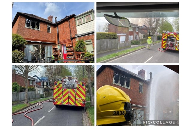 A collage of pictures from the fire in Sea View Road, Drayton on April 8, 2022. Picture by Portchester Fire Station / @Portchester28
