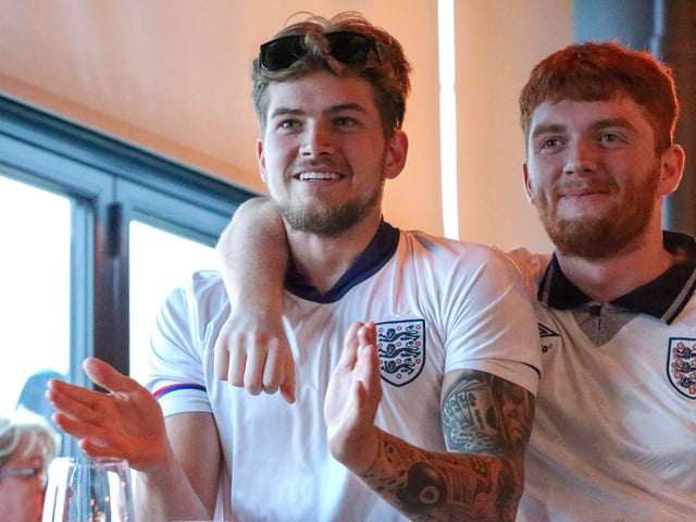 Fans watch Netherlands v England, UEFA Euros 2024 semi-final played in Dortmund, at Village Hotel, Lakeshore Drive, CoshamPicture: Chris  Moorhouse (100724-046)