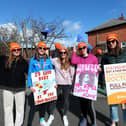 From left - Dr Emma Norris, Dr Bea Gardner, Dr Cloe Parfitt, Dr Lindsay Merry and Miss Libby Brewin on a picket line outside QA Hospital on Thursday. Picture: Chris Moorhouse