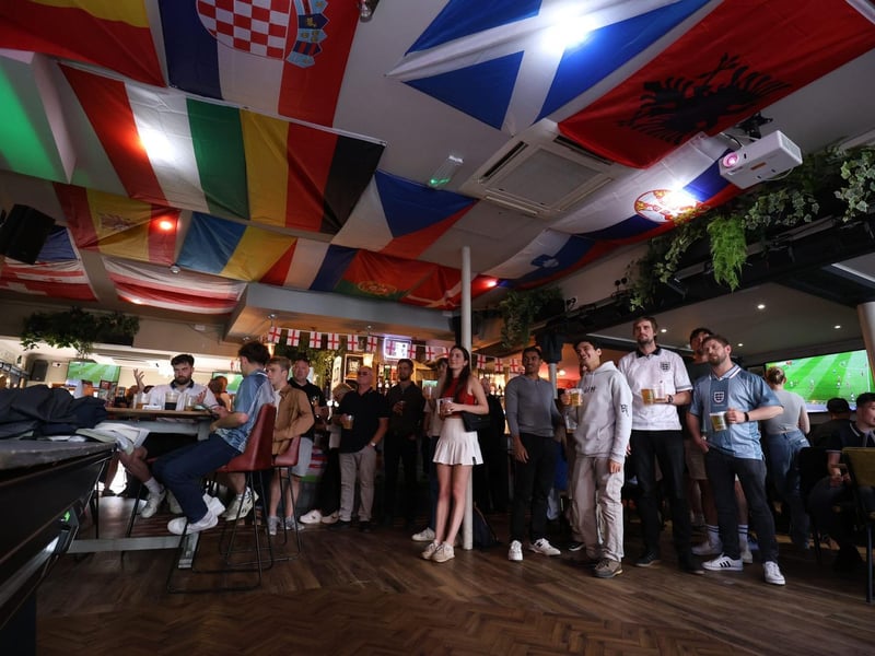 Scenes at the Lord John Russell Albert Rd during England's nail-biting game against Switzerland. Marcin Jedrysiak