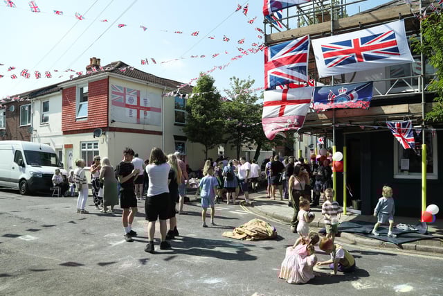 The VE Day street party on Binsteed Road and Langley Road, Fratton.