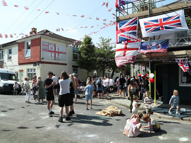 The VE Day street party on Binsteed Road and Langley Road, Fratton.