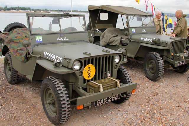 Two of the military vehicles on display on Hayling Island. Picture: Bob Hind.
