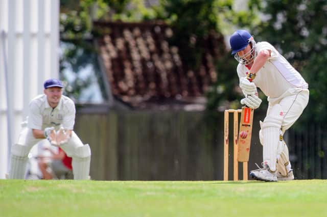 Locks Heath's Justin Cousins, right, scored a half-century in his side's nailbiting last-ball loss to Railway Triangle. Picture: Allan Hutchings