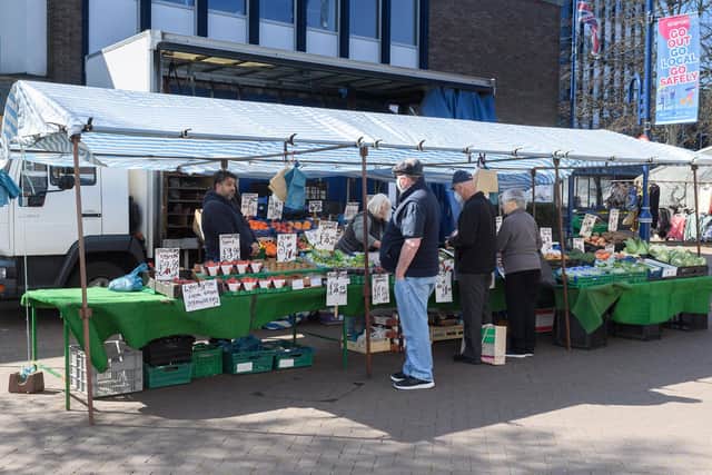 Pictured is: GV of the Leon's fruit and veg stall.

Picture: Keith Woodland (240421-9)