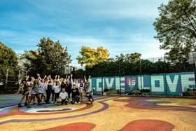 The Love Is Love mural has been set up in Orchard Park, Portsmouth. Picture: Harry Dobson/HLD Media