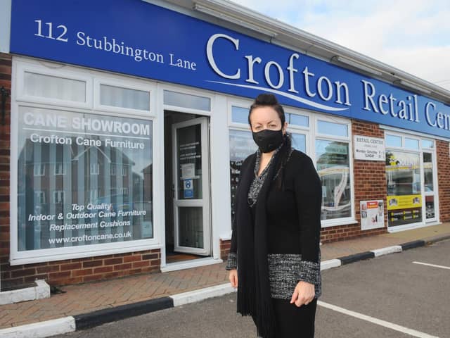 Rebecca Burke (44), owner of Crofton Cane Furniture in Stubbington, is frustrated that big retail stores are still trading but small businesses have to close during the second lockdown. Picture: Sarah Standing (121120-)