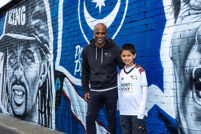 Visiting Derby fans Shameer and Kaleel, 8 came to admire the new artwork.