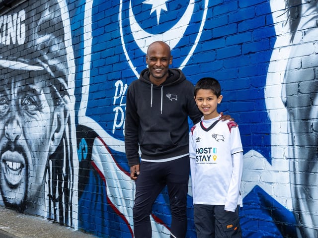 Visiting Derby fans Shameer and Kaleel, 8 came to admire the new artwork.