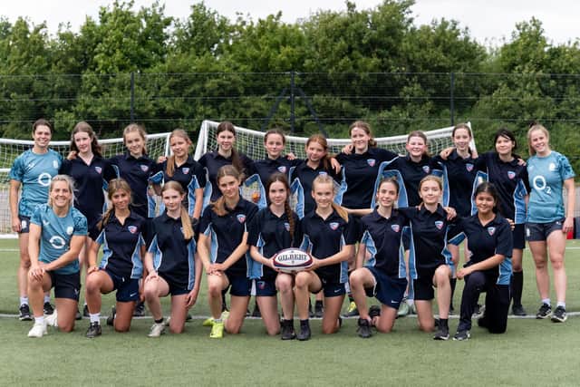 Turing House School girls rugby team and Red Roses players
