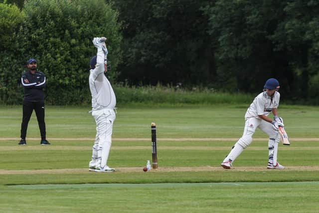 A tense moment for Portsmouth & Southsea's Tom Wheeler against Purbrook 2nds. Picture: Mike Cooter