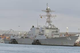USS Thomas Hudner in Portsmouth, on Monday, November 14.Picture: Sarah Standing (141122-6327)