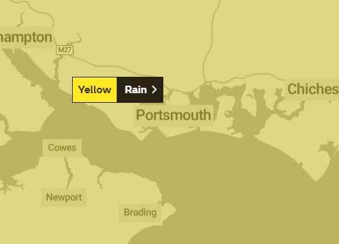 A yellow weather warning is in place until tomorrow. Picture: Met Office