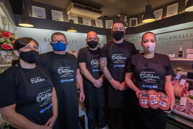 Buckwells of Southsea, in Osborne Road, supporting the Scotch Butchers Club. Left to right: Margot Dyer, Dean Searl, Jason Parsons, Tommy Bridle and Natalie Clark. 