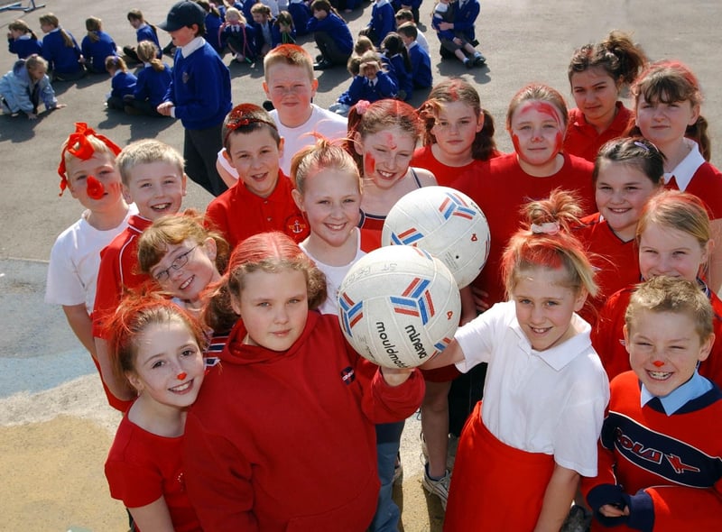The netball team at St Bega's Catholic Primary School were right into the red nose spirit in 2003.