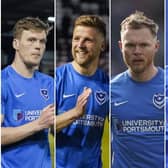 Pompey remain in negotiations over a new deal for (from left) Sean Raggett, Michael Jacobs, Aiden O'Brien and Reeco Hackett