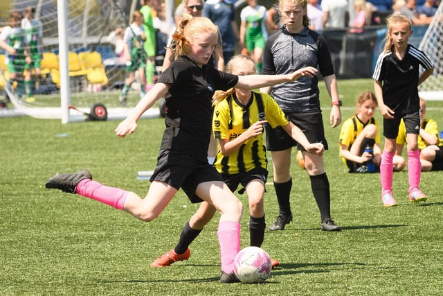 Girls' football action from the Havant & Waterlooville Summer Tournament. Picture: Keith Woodland (030621-69)
