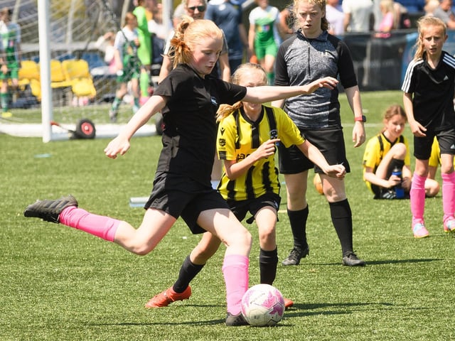 Girls' football action from the Havant & Waterlooville Summer Tournament. Picture: Keith Woodland (030621-69)