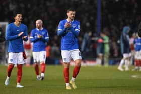 John Swift (8) of Portsmouth applauds the fans at full time during the FA Cup match between Portsmouth and Arsenal at Fratton Park, Portsmouth, UK on 11 January 2026.