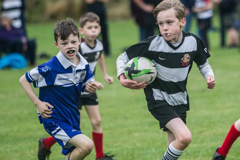 Kelso's Adam Morris Atkinson on the ball at Jedburgh's Riverside Park