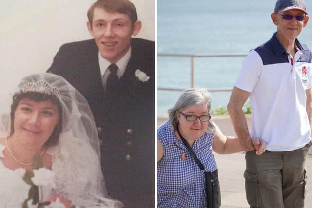 Pictured is Dave alongside his wife Carole. They got married on December 6, 1986.