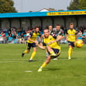 Theo Widdrington fires Gosport ahead from the penalty spot. Picture: Mike Cooter