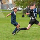 Harvest striker George Rough, right, in action for Hayling United. Picture: Vernon Nash